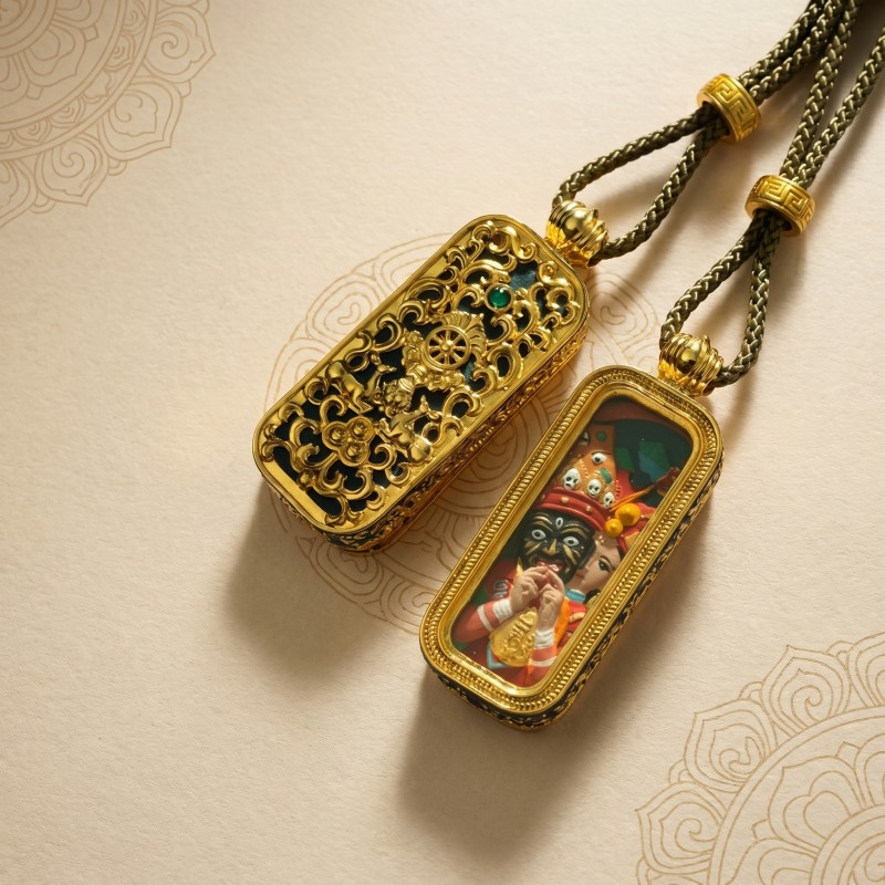3D Zakiram Ghau Pendant | Tibetan Goddess of Wealth & Protection Amulet image 2