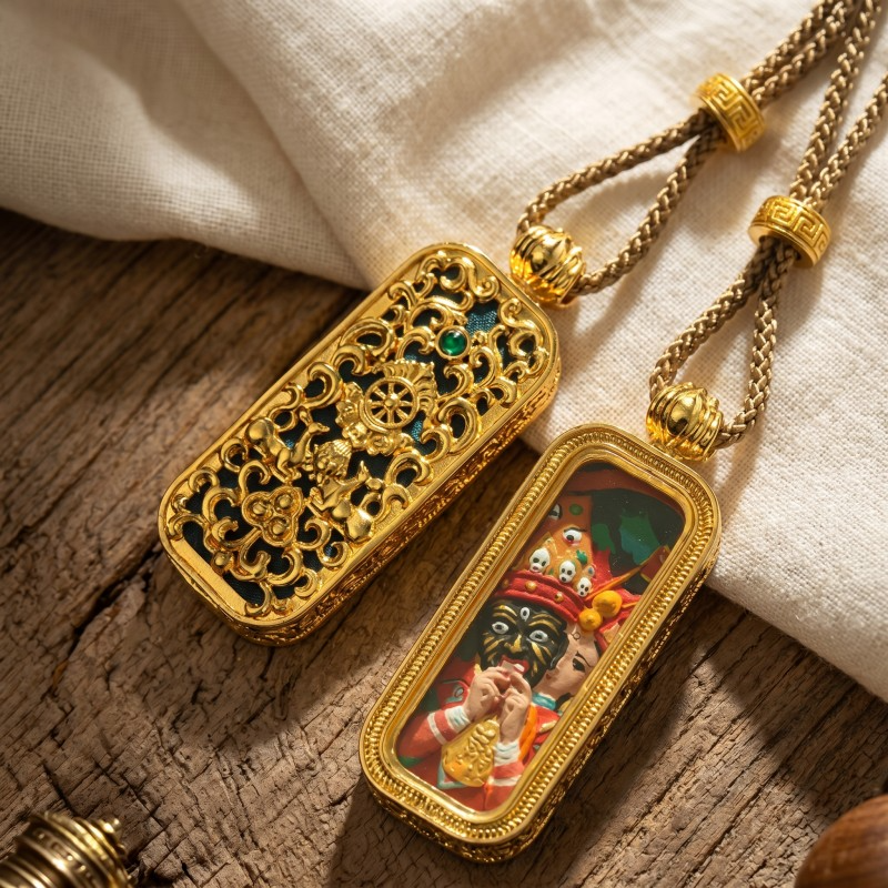3D Zakiram Ghau Pendant | Tibetan Goddess of Wealth & Protection Amulet image 3