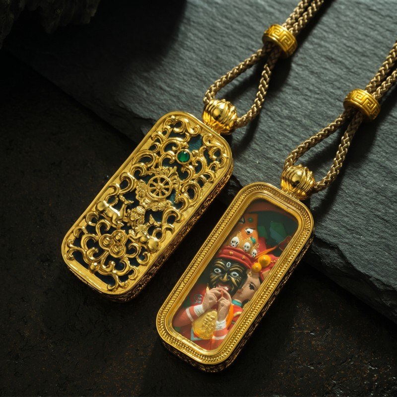 3D Zakiram Ghau Pendant | Tibetan Goddess of Wealth & Protection Amulet image 4
