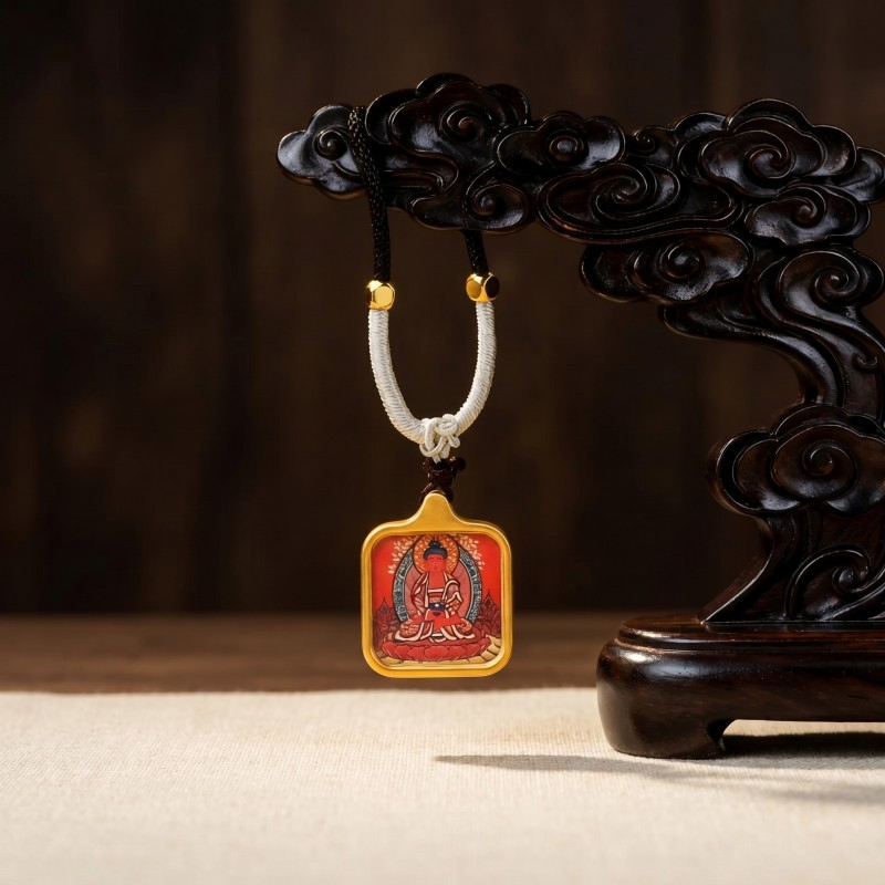 Amitabha Buddha Thangka Pendant | Guardian Deity for Dog & Pig Zodiac Signs Amulet