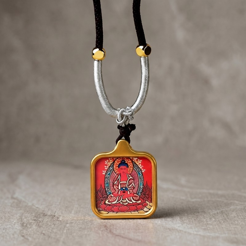 Amitabha Buddha Thangka Pendant | Guardian Deity for Dog & Pig Zodiac Signs Amulet image 4