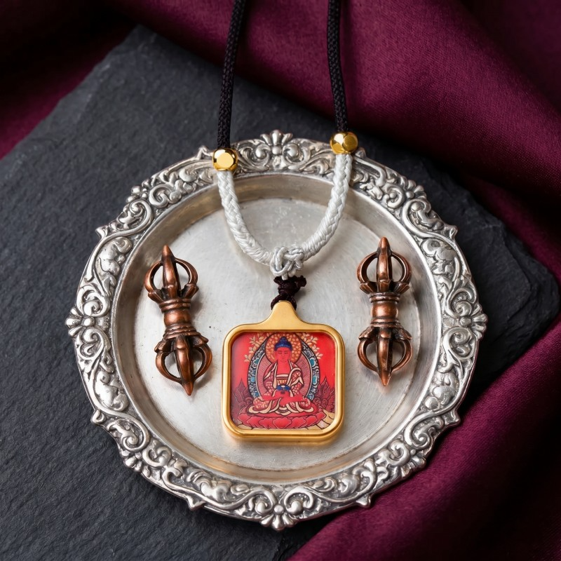 Amitabha Buddha Thangka Pendant | Guardian Deity for Dog & Pig Zodiac Signs Amulet image 6
