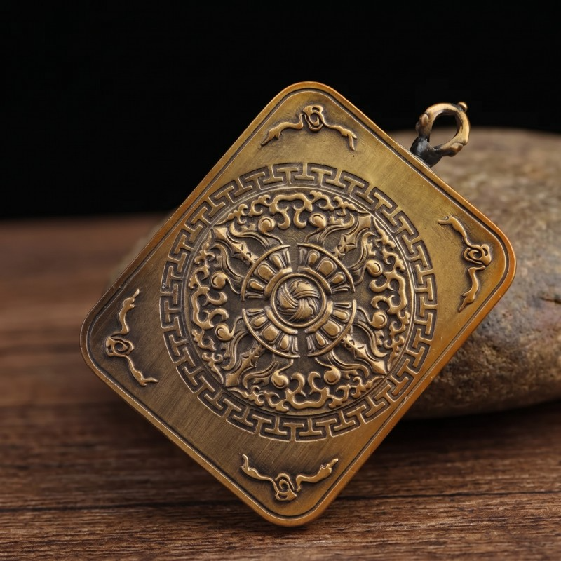 Buddha’s Wisdom Eyes (Prajna Eyes) Hand-Painted Thangka Pendant | Symbol of Clarity & Divine Protection Amulet image 2
