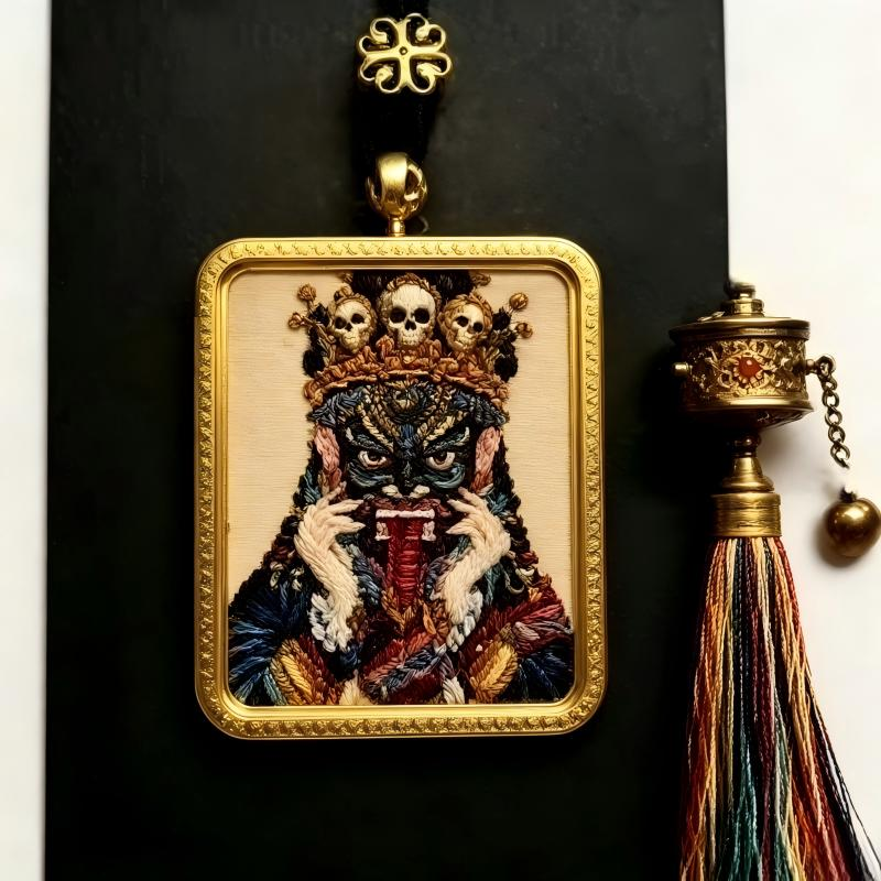 God of Wealth (Cai Shen) 3D Thangka Pendant | Chinese Prosperity & Business Amulet