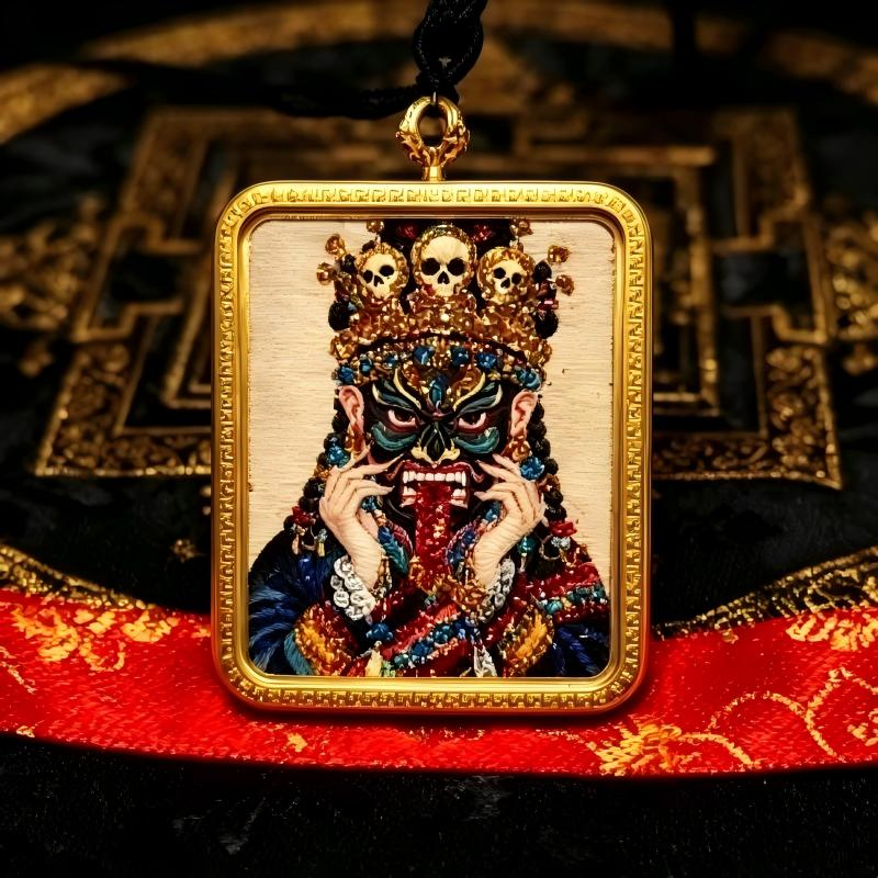 God of Wealth (Cai Shen) 3D Thangka Pendant | Chinese Prosperity & Business Amulet image 2