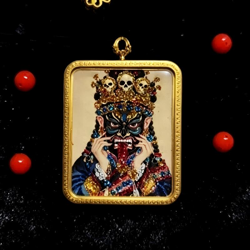 God of Wealth (Cai Shen) 3D Thangka Pendant | Chinese Prosperity & Business Amulet image 4