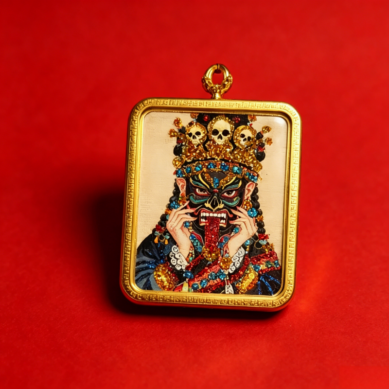 God of Wealth (Cai Shen) 3D Thangka Pendant | Chinese Prosperity & Business Amulet image 5