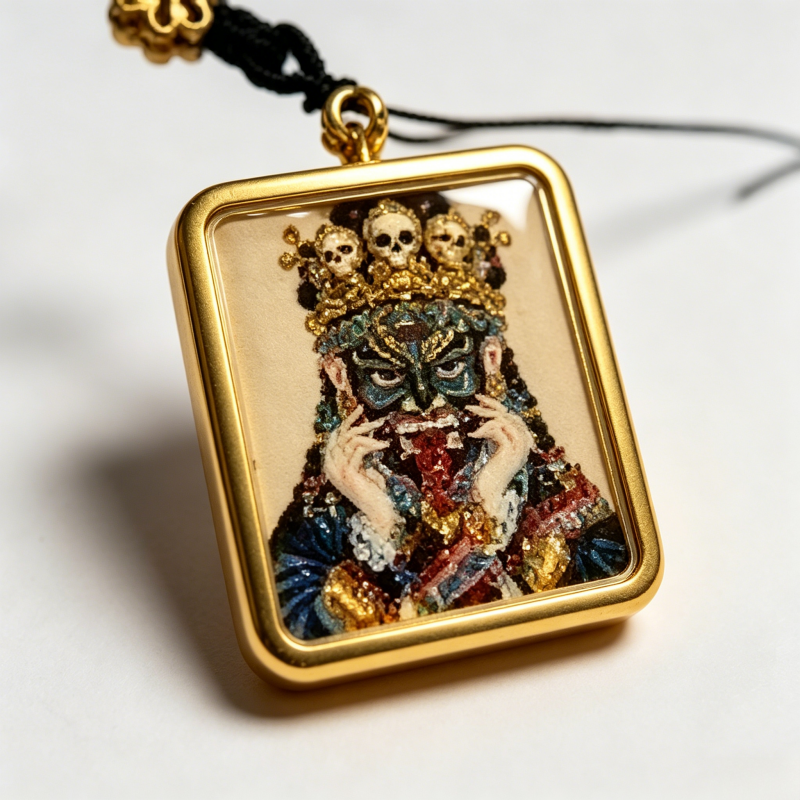 God of Wealth (Cai Shen) 3D Thangka Pendant | Chinese Prosperity & Business Amulet image 6