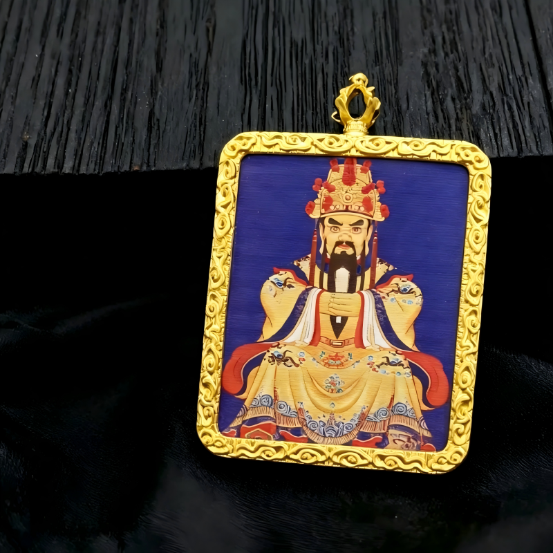 Green Tara Hand-Painted Thangka Pendant | Swift Obstacle-Removing Goddess Amulet for Protection & Good Luck image 3