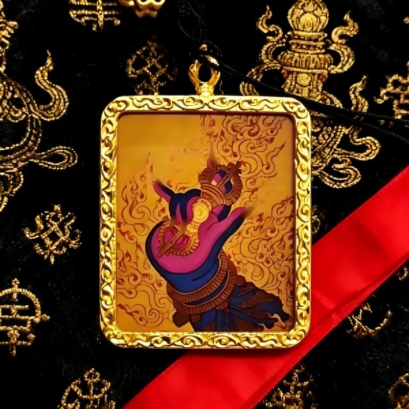 Green Tara Hand-Painted Thangka Pendant | Tibetan Compassion Goddess Amulet for Protection & Good Luck