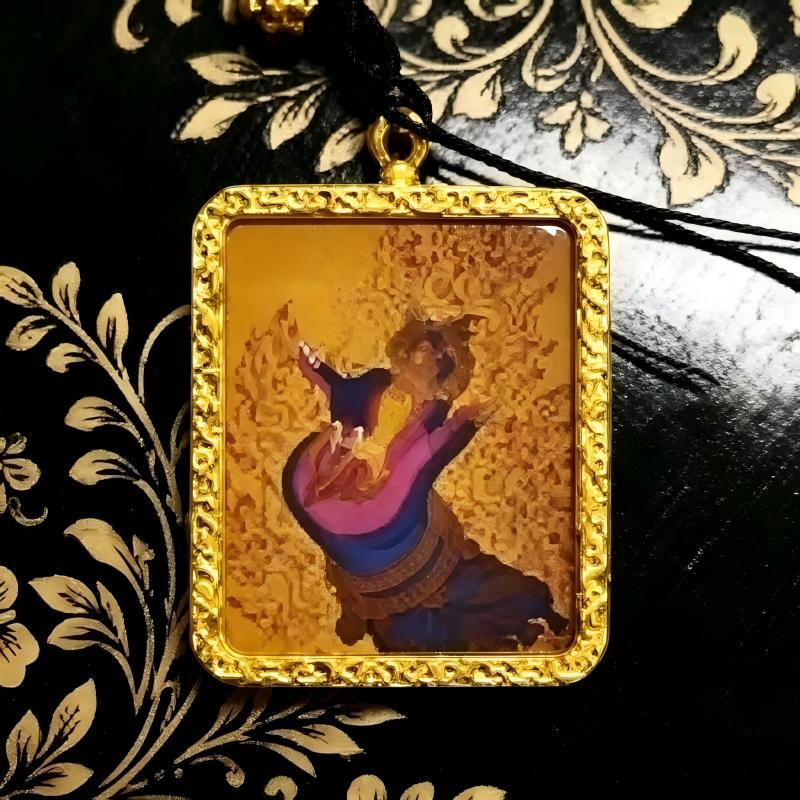 Green Tara Hand-Painted Thangka Pendant | Tibetan Compassion Goddess Amulet for Protection & Good Luck image 2
