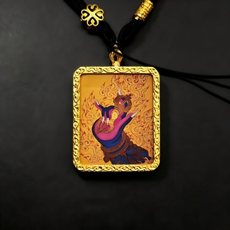 Green Tara Hand-Painted Thangka Pendant | Tibetan Compassion Goddess Amulet for Protection & Good Luck image 3