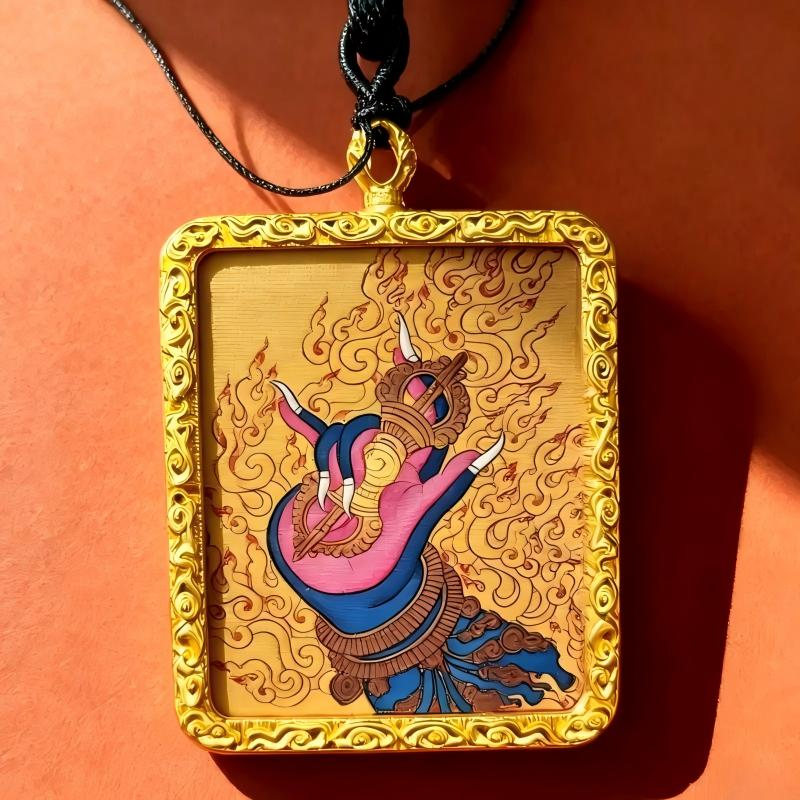 Green Tara Hand-Painted Thangka Pendant | Tibetan Compassion Goddess Amulet for Protection & Good Luck image 4