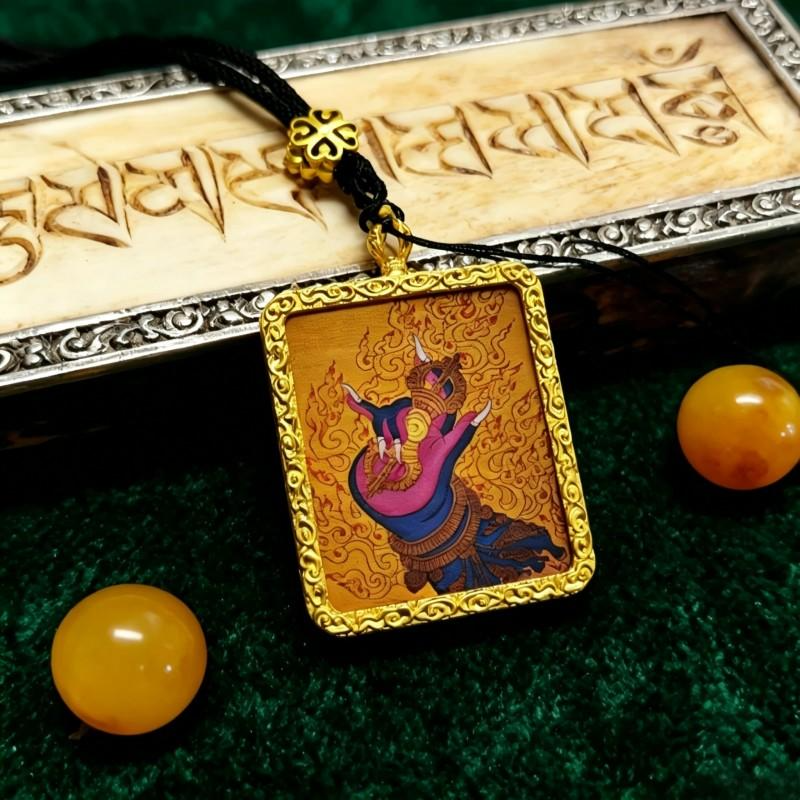 Green Tara Hand-Painted Thangka Pendant | Tibetan Compassion Goddess Amulet for Protection & Good Luck image 6