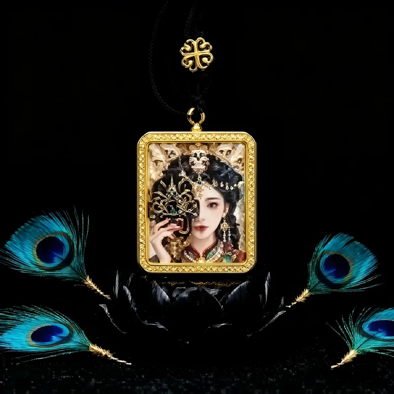 Guanyin Hand-Painted Thangka Pendant | Goddess of Compassion Amulet for Protection & Blessings image 3