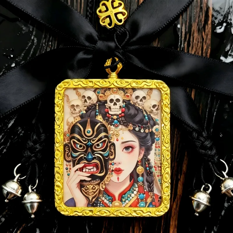 Guanyin Hand-Painted Thangka Pendant | Goddess of Compassion Amulet for Protection & Blessings image 4