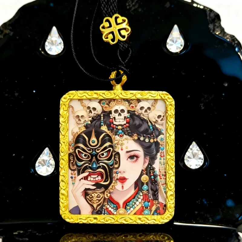 Guanyin Hand-Painted Thangka Pendant | Goddess of Compassion Amulet for Protection & Blessings image 5