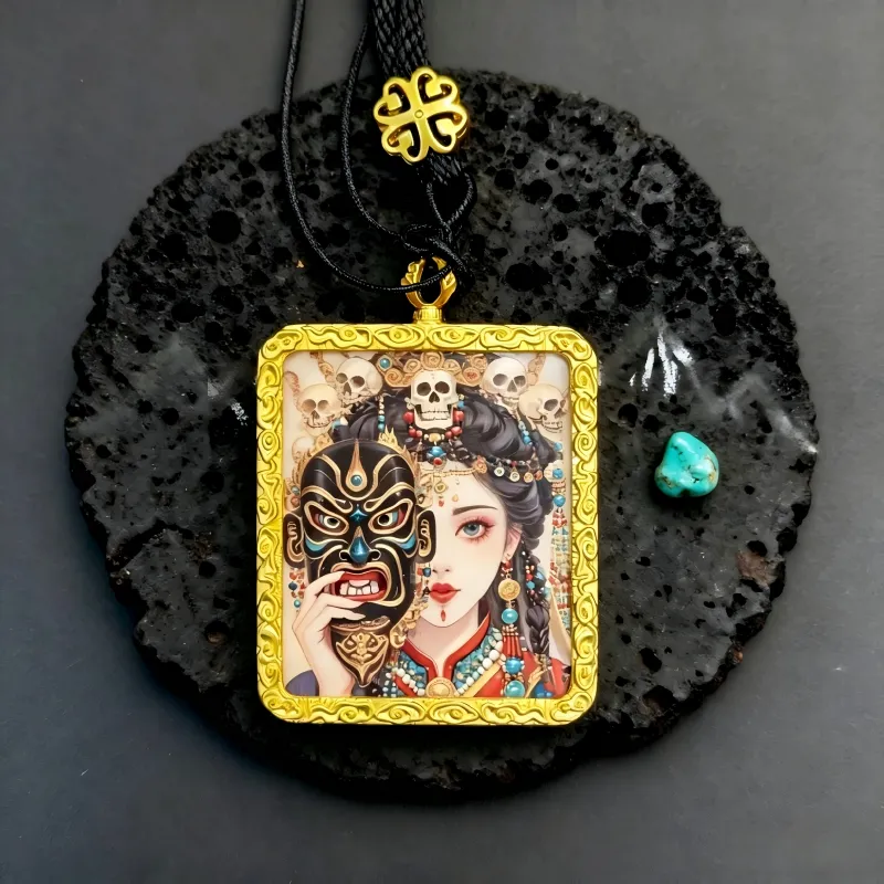 Guanyin Hand-Painted Thangka Pendant | Goddess of Compassion Amulet for Protection & Blessings image 6