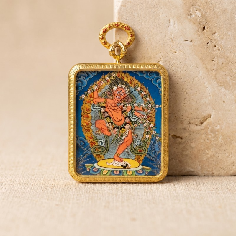 Kurukulla (Red Tara) Hand-Painted Thangka Pendant | Goddess of Magnetism, Love & Harmonious Relationships Amulet