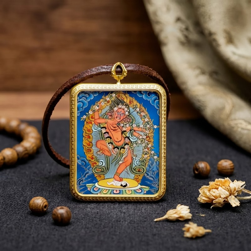 Kurukulla (Red Tara) Hand-Painted Thangka Pendant | Goddess of Magnetism, Love & Harmonious Relationships Amulet image 2