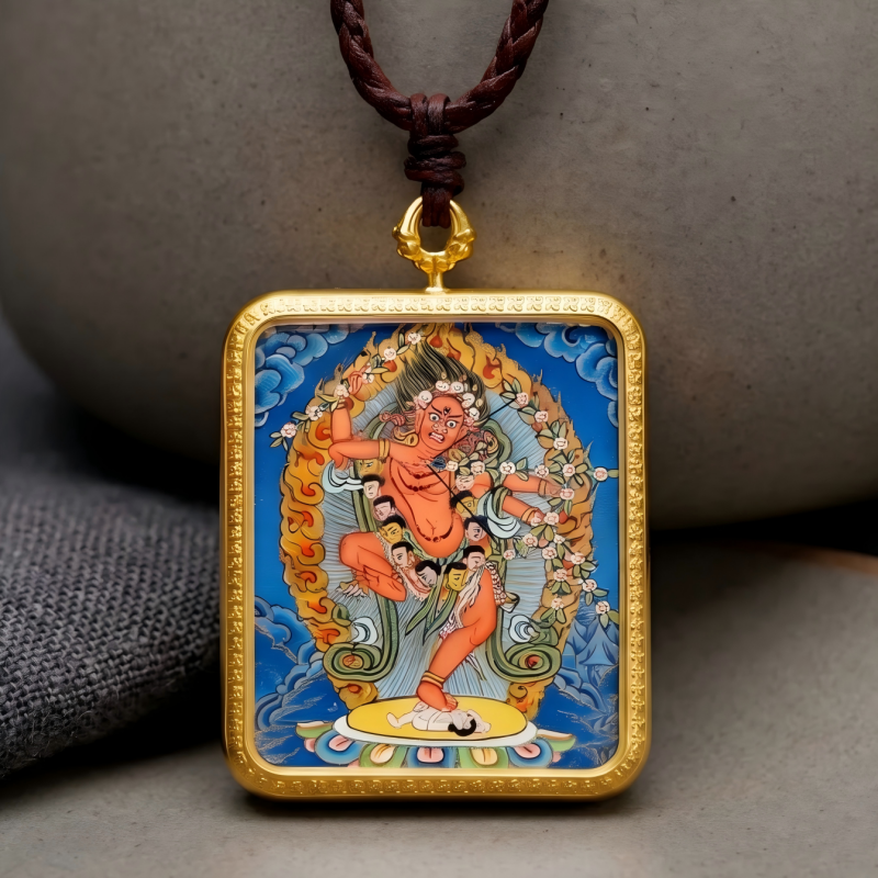 Kurukulla (Red Tara) Hand-Painted Thangka Pendant | Goddess of Magnetism, Love & Harmonious Relationships Amulet image 4