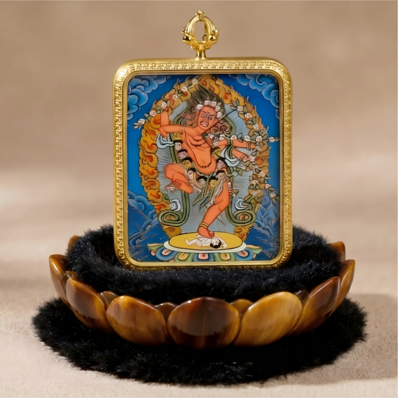Kurukulla (Red Tara) Hand-Painted Thangka Pendant | Goddess of Magnetism, Love & Harmonious Relationships Amulet image 5