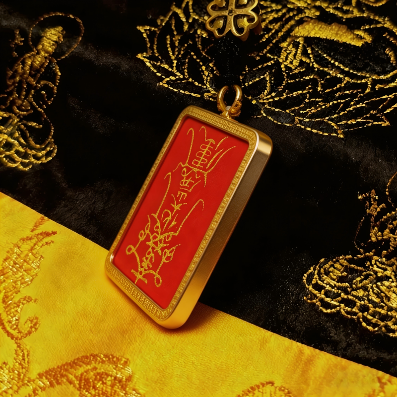 Lord Wenwu Hand-Painted Thangka Pendant | Dual Wealth God Amulet for Prosperity & Business Luck image 6