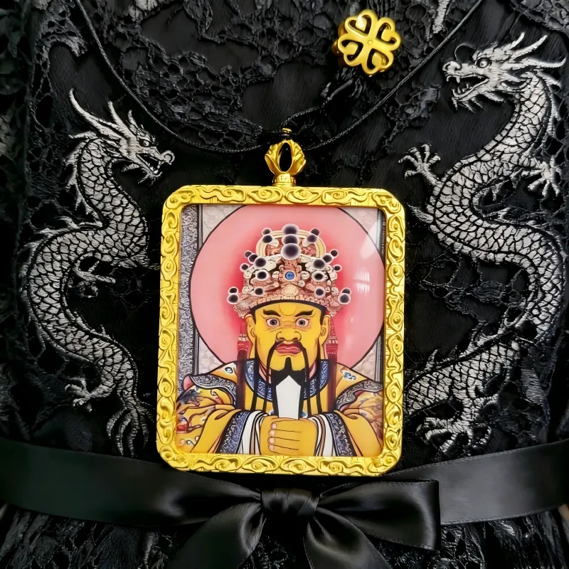 Manjushri Hand-Painted Thangka Pendant | God of Wisdom & Knowledge Amulet for Clarity & Success