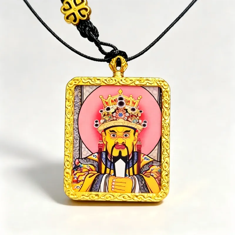 Manjushri Hand-Painted Thangka Pendant | God of Wisdom & Knowledge Amulet for Clarity & Success image 2