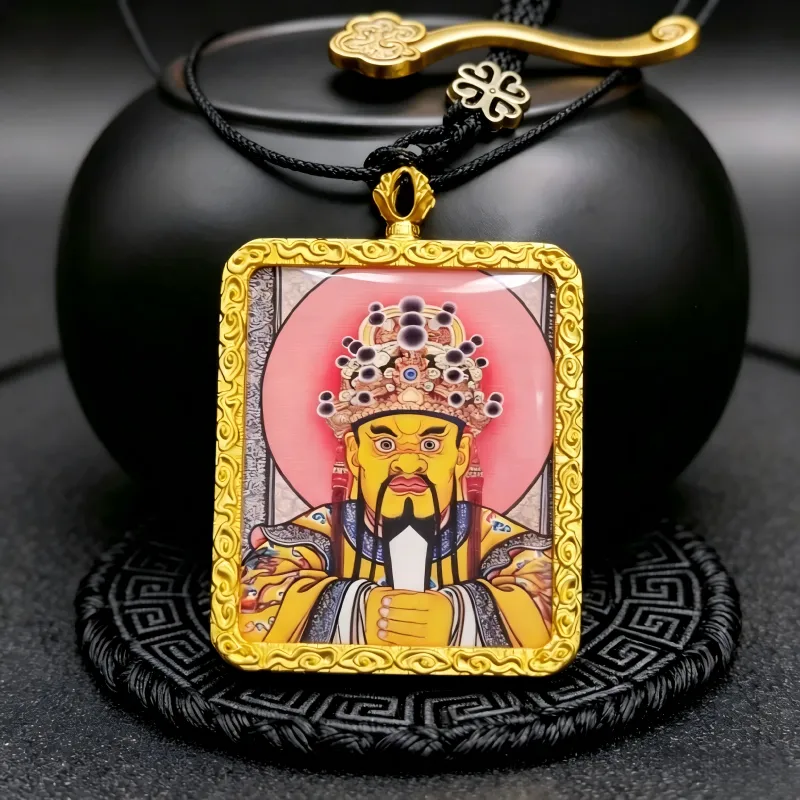 Manjushri Hand-Painted Thangka Pendant | God of Wisdom & Knowledge Amulet for Clarity & Success image 3