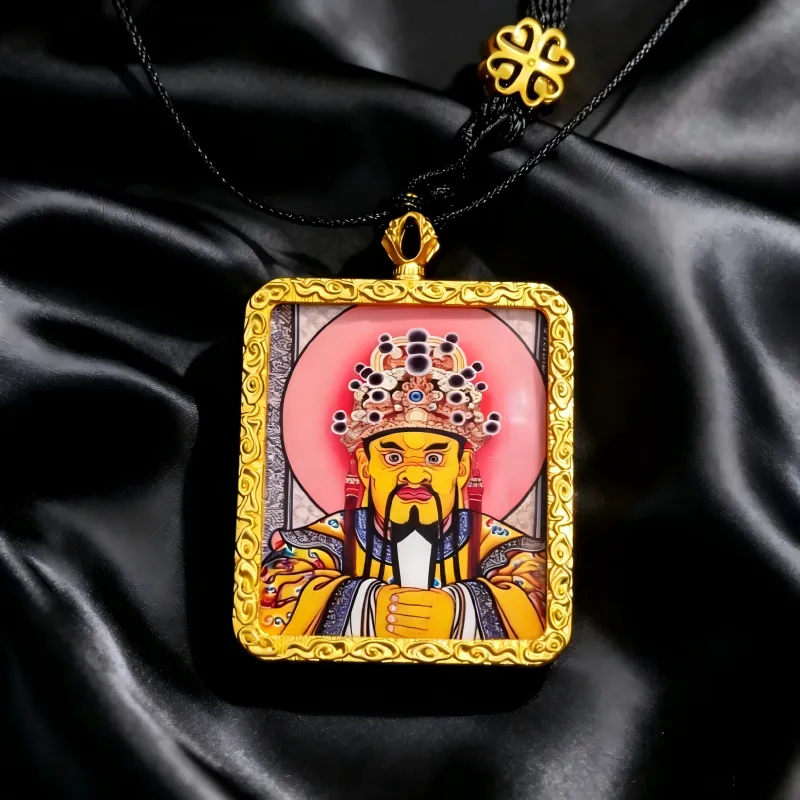 Manjushri Hand-Painted Thangka Pendant | God of Wisdom & Knowledge Amulet for Clarity & Success image 4