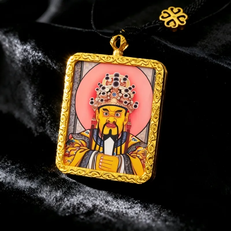 Manjushri Hand-Painted Thangka Pendant | God of Wisdom & Knowledge Amulet for Clarity & Success image 5
