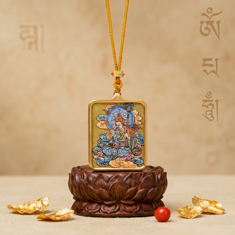 Padmasambhava (Guru Rinpoche) Hand-Painted Thangka Pendant | Amulet of Protection, Transformation & Spiritual Guidance