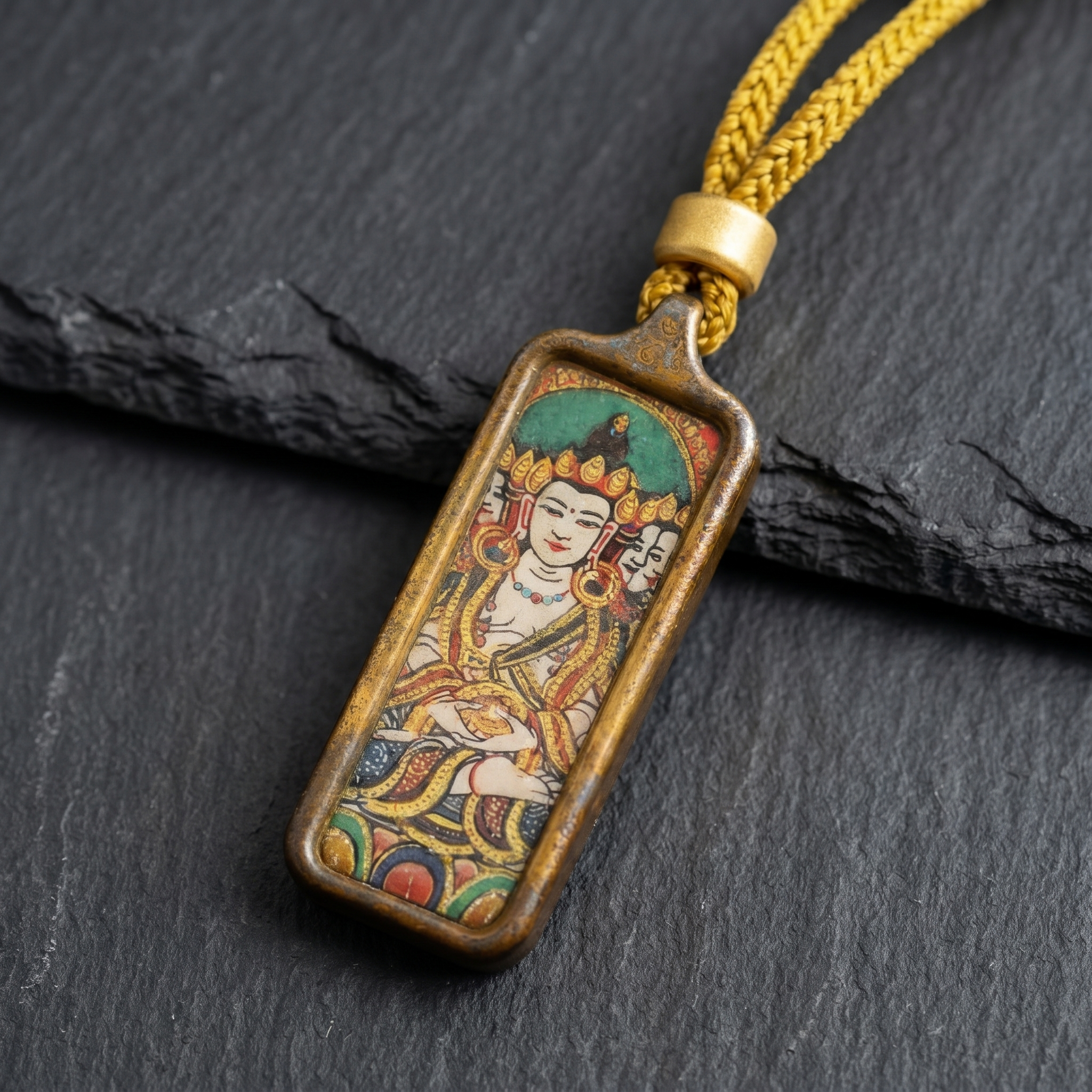 Shakyamuni Buddha Hand-Painted Thangka Pendant | Founder of Buddhism & Enlightenment Amulet image 4