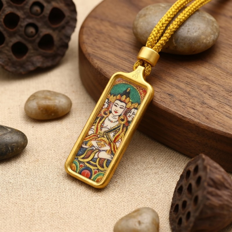 Shakyamuni Buddha Hand-Painted Thangka Pendant | Founder of Buddhism & Enlightenment Amulet image 7