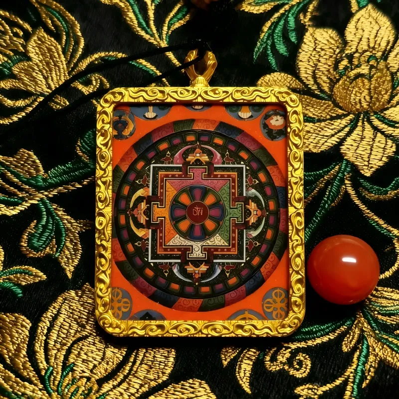 Six-Armed Mahakala Hand-Painted Thangka Pendant | Protector of Dharma & Spiritual Power Amulet image 2