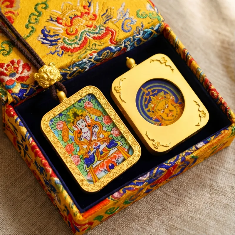 Vairocana Buddha Hand-Painted Thangka Pendant | Cosmic Buddha of Universal Light & Enlightenment Amulet image 5