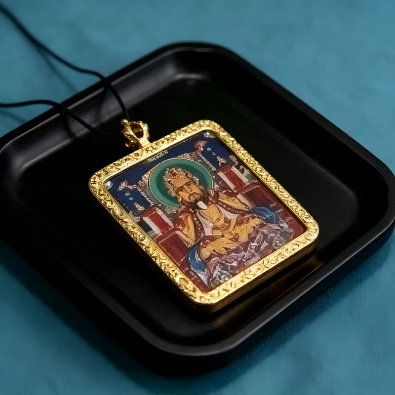 Vairocana (Mahavairocana) Hand-Painted Thangka Pendant | Great Sun Buddha Amulet for Wisdom & Protection image 2