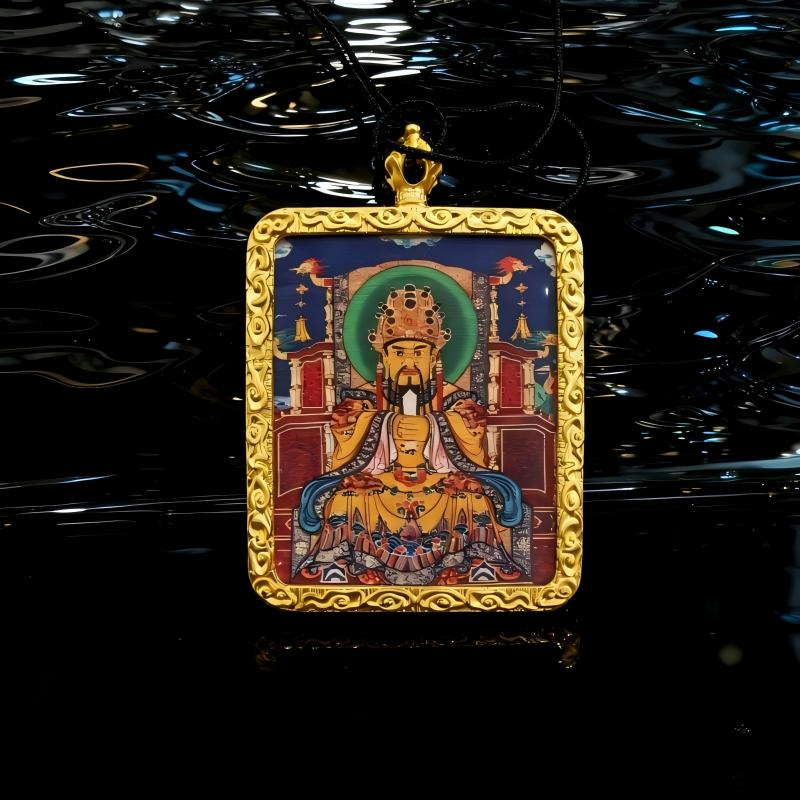 Vairocana (Mahavairocana) Hand-Painted Thangka Pendant | Great Sun Buddha Amulet for Wisdom & Protection image 4
