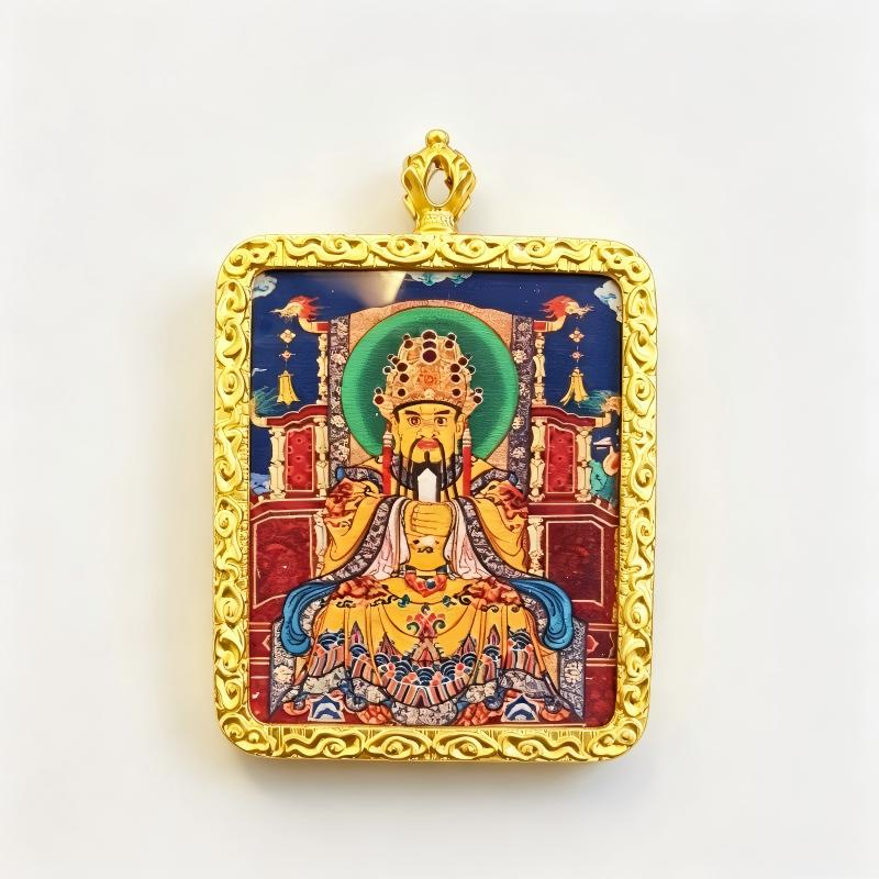Vairocana (Mahavairocana) Hand-Painted Thangka Pendant | Great Sun Buddha Amulet for Wisdom & Protection image 5