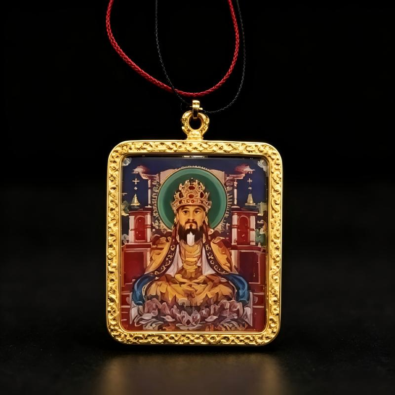 Vairocana (Mahavairocana) Hand-Painted Thangka Pendant | Great Sun Buddha Amulet for Wisdom & Protection image 6
