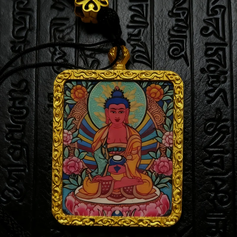 White Jambhala Hand-Painted Thangka Pendant | God of Purity & Steady Wealth Amulet