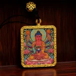 White Jambhala Hand-Painted Thangka Pendant | God of Purity & Steady Wealth Amulet image 5