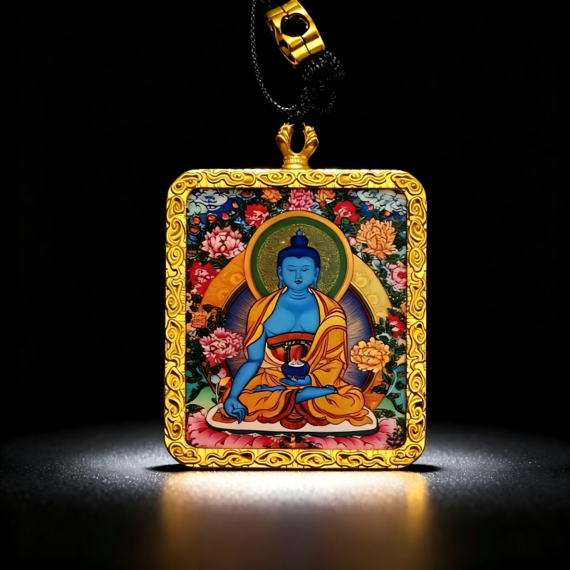 White Tara Hand-Painted Thangka Pendant | Goddess of Longevity & Healing Amulet for Good Health & Serenity image 2