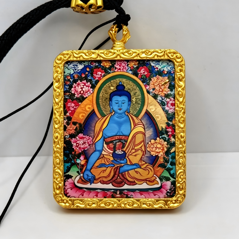 White Tara Hand-Painted Thangka Pendant | Goddess of Longevity & Healing Amulet for Good Health & Serenity image 3