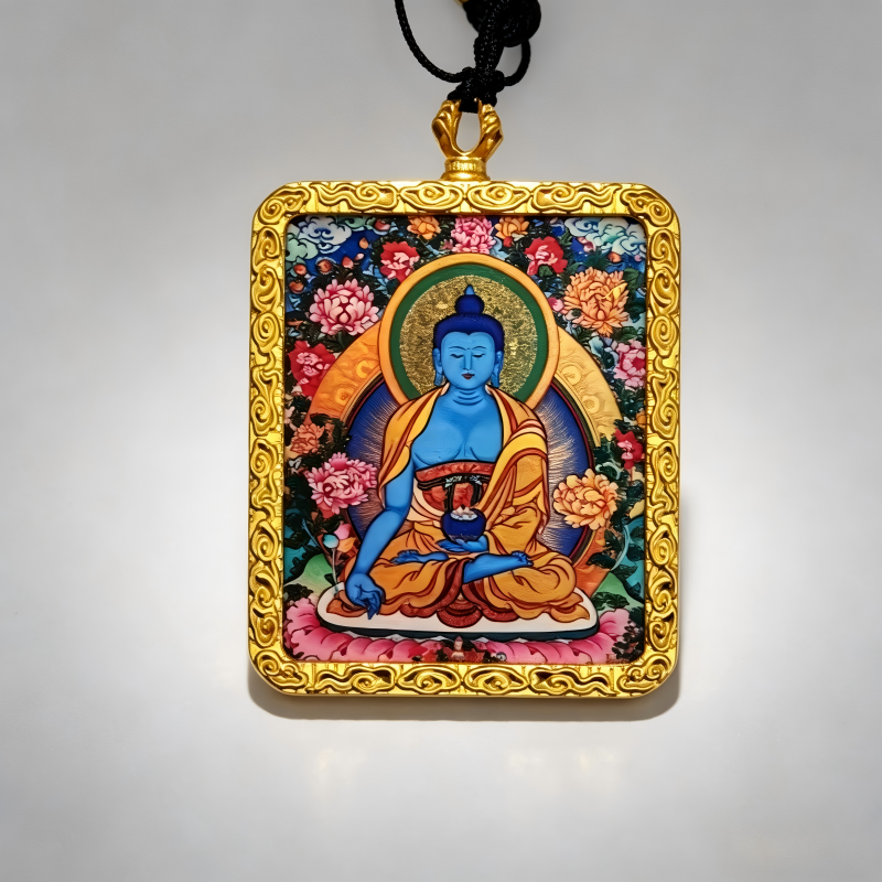 White Tara Hand-Painted Thangka Pendant | Goddess of Longevity & Healing Amulet for Good Health & Serenity image 4