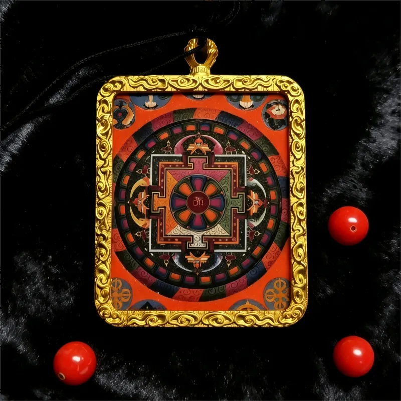 YSF Medicine Buddha Hand-Painted Thangka Pendant | Healing Wellness Amulet for Health & Inner Peace