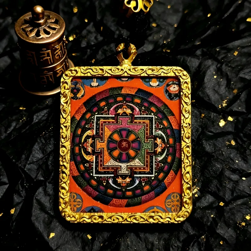 YSF Medicine Buddha Hand-Painted Thangka Pendant | Healing Wellness Amulet for Health & Inner Peace image 5