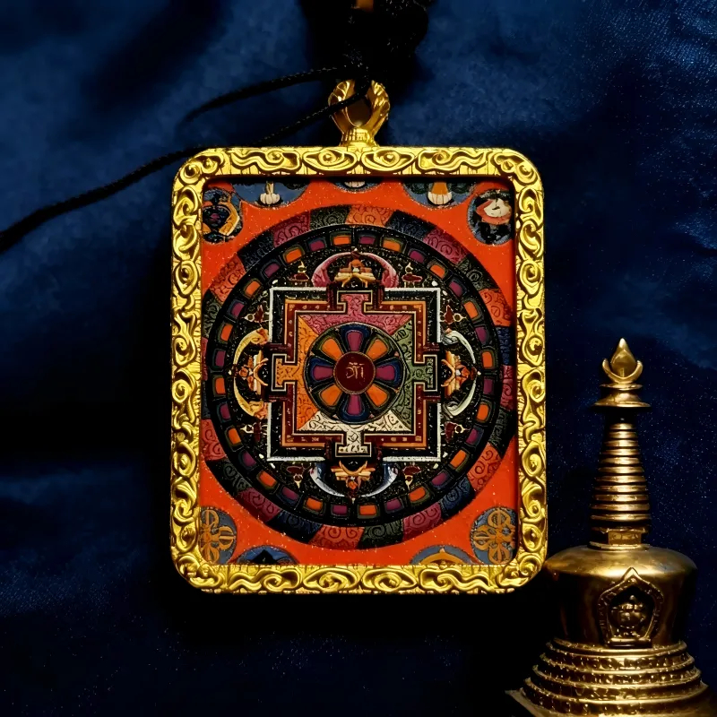YSF Medicine Buddha Hand-Painted Thangka Pendant | Healing Wellness Amulet for Health & Inner Peace image 6