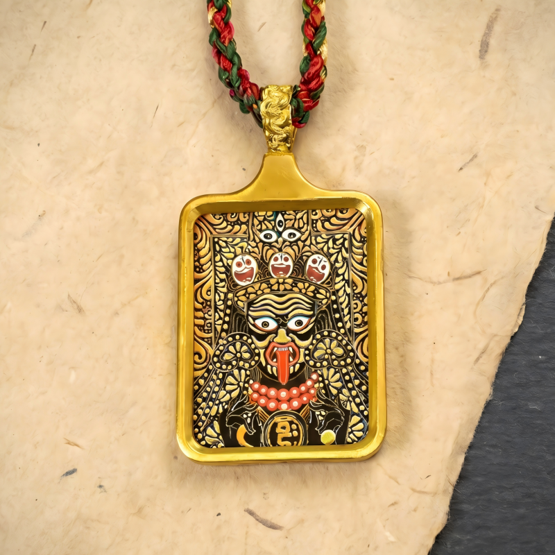 Zakiram Hand-Painted Thangka Pendant | Amulet of Prosperity, Protection & Blessings image 5